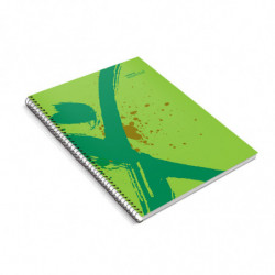 Cuaderno espiralado Essential tapa de polipropileno verde, 22 x 29cm. 84 hojas cuadriculadas