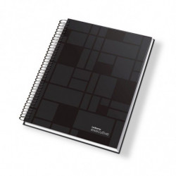 Cuaderno espiralado Executive tapa de polipropileno negro, 16 x 21cm. 120 hojas cuadriculadas