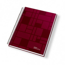 Cuaderno espiralado Executive tapa de polipropileno bordó, 22 x 29cm. 84 hojas cuadriculadas