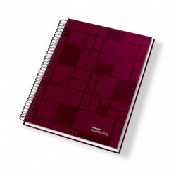 Cuaderno espiralado Executive tapa de polipropileno bordó, 22 x 29cm. 84 hojas rayadas