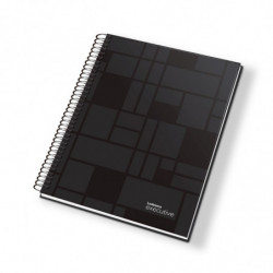 Cuaderno espiralado Executive tapa de polipropileno negro, 22 x 29cm. 84 hojas cuadriculadas