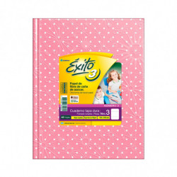Cuaderno Lunares Éxito tapa de cartón rosa, 19 x 23cm. 48 hojas rayadas