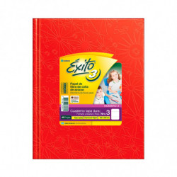 Cuaderno Éxito tapa de cartón rojo, 19 x 23cm. 48 hojas rayadas