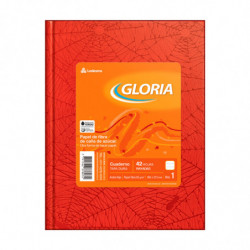 Cuaderno Araña Gloria tapa dura rojo, 16 x 21cm. 42 hojas rayadas