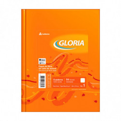 Cuaderno Gloria tapa de cartón, 16 x 21cm. 84 hojas rayadas