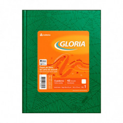 Cuaderno Araña Gloria tapa dura verde, 16 x 21cm. 42 hojas rayadas