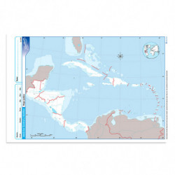Mapa America Central y Antillas político Rivadavia Oficio, block de 20 mapas