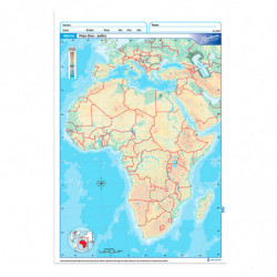 Mapa Africa físico político Rivadavia Oficio, block de 20 mapas