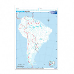 Mapa América del Sur político Rivadavia Oficio, block de 20 mapas