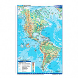 Mapa Continente Americano físico político Rivadavia N°6, block de 25 mapas