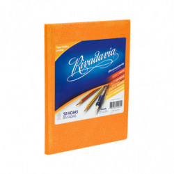 Cuaderno Araña Rivadavia tapa dura naranja, 16 x 21cm. 50 hojas rayadas