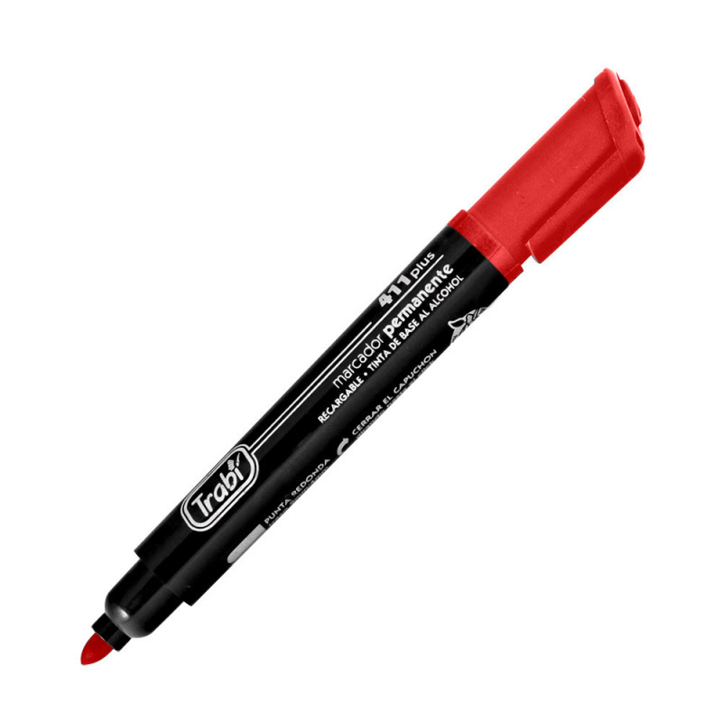 Tradineur - Marcador de tiza liquida color rojo borrable con punta  reversible (redonda y biselada) - Ideal para diseño comercial