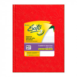 Cuaderno Éxito Universo tapa de cartón rojo, 19 x 23cm. 48 hojas rayadas