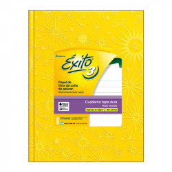 Cuaderno Éxito Universo tapa de cartón amarillo, 19 x 23cm. 48 hojas rayadas