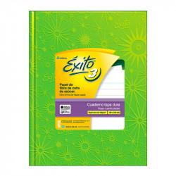 Cuaderno Éxito Universo N°3, tapa de cartón verde, 19 x 23cm. 48 hojas cuadriculadas