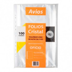 Folios Avios Oficio cristal, pack de 100 unidades