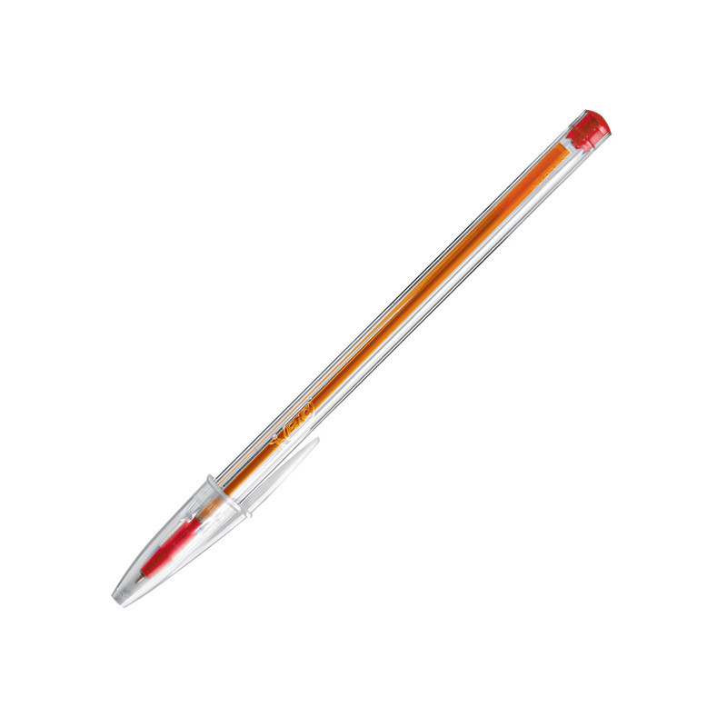 BIC® Cristal Original Bolígrafo de punta de bola, punta mediana de 1 mm,  cuerpo translúcido, tinta roja - Bolígrafos tinta aceite con  tapón Kalamazoo