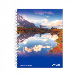 Cuaderno espiralado Avon tapa flexible, 16 x 21cm. 46 hojas rayadas