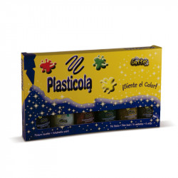 Adhesivo brillo Plasticola, 38g. pack de 6 colores N°2
