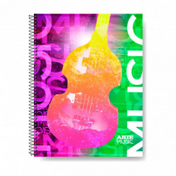 Cuaderno espiralado Arte Music tapa semirígida, 21 x 29.7cm. 80 hojas rayadas