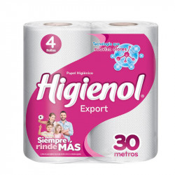 Papel Higiénico Higienol Export Plus hoja simple 4 rollos de 30mts.