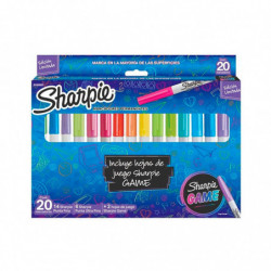 Marcadores permanentes Sharpie Game de 20 colores + 2 hojas de juego