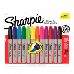 Marcador permanente Sharpie Brush, punta Pincel de 12 colores