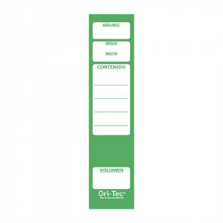 Lomo autoadhesivo para bibliorato Ori-Tec, verde, pack de 20 unidades