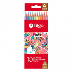 Lápices de colores Filgo Pastel largos, caja de 10 colores