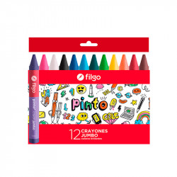 Crayones de cera Filgo Jumbo, caja de 12 colores