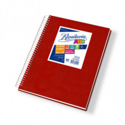 Cuaderno espiralado Rivadavia ABC tapa de cartón rojo, 21 x 27cm. 60 hojas rayadas