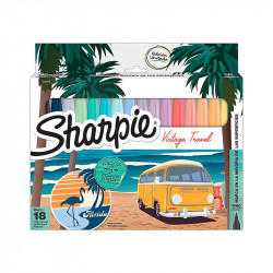 Marcadores permanentes Sharpie Colores Vintage Travel, 18 colores