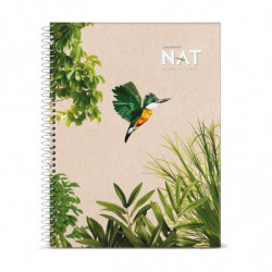 Cuaderno espiralado NAT tapa flexible, 22 x 29cm. 70 hojas cuadriculadas