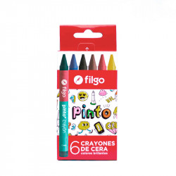 Crayones de cera Filgo, caja de 6 colores