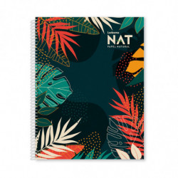 Cuaderno espiralado Ledesma NAT tapa de cartón, 21 x 27cm. 80 hojas cuadriculadas natural