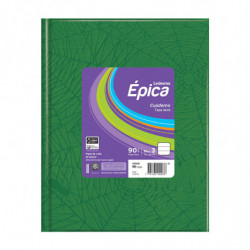 Cuaderno araña Ledesma Épica N°3, tapa dura verde, 19 x 23cm. 48 hojas rayadas