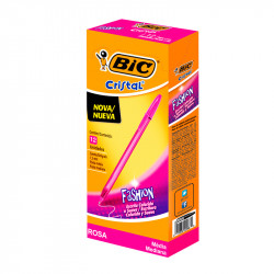Bolígrafo Bic Cristal Fashion rosa, pack de 25 unidades
