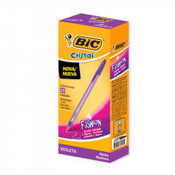 Bolígrafo Bic Cristal Fashion lila, pack de 25 unidades
