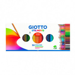 Lápices de colores Giotto Stilnovo largos hexagonales, caja de 50 colores