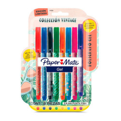 Bolígrafo Paper Mate Gel Colección Vintage, blister de 8 colores