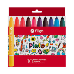 Marcadores maxi de punta cónica Filgo Pinto Jumbo, estuche de 10 colores