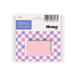 Banderitas MemoFix rosa pastel, blister de 50 unidades