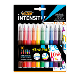 Marcador punta pincel Bic Intensity Brush Pens, estuche de 10 colores