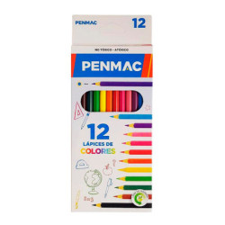 Lápices de colores Penmac largos, caja de 12 colores