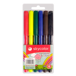 Marcadores escolares Skycolor, estuche de 6 colores