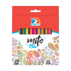 Lápices de colores Ezco Mito largos, caja de 24 colores