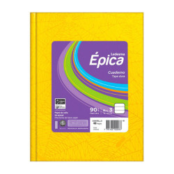 Cuaderno araña Épica N°3, tapa dura amarillo, 19 x 23cm. 48 hojas rayadas