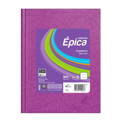 Cuaderno araña Épica N°3, tapa dura lila, 19 x 23cm. 48 hojas rayadas