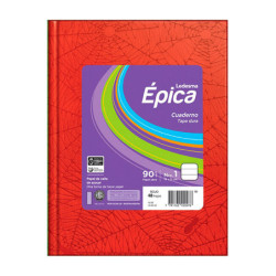 Cuaderno araña Épica N°1, tapa dura rojo, 19 x 21cm. 48 hojas rayadas
