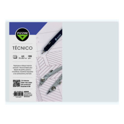 Hojas para dibujo técnico Pizzini A4 , 106g. 29.7 x 21cm. pack de 10 unidades